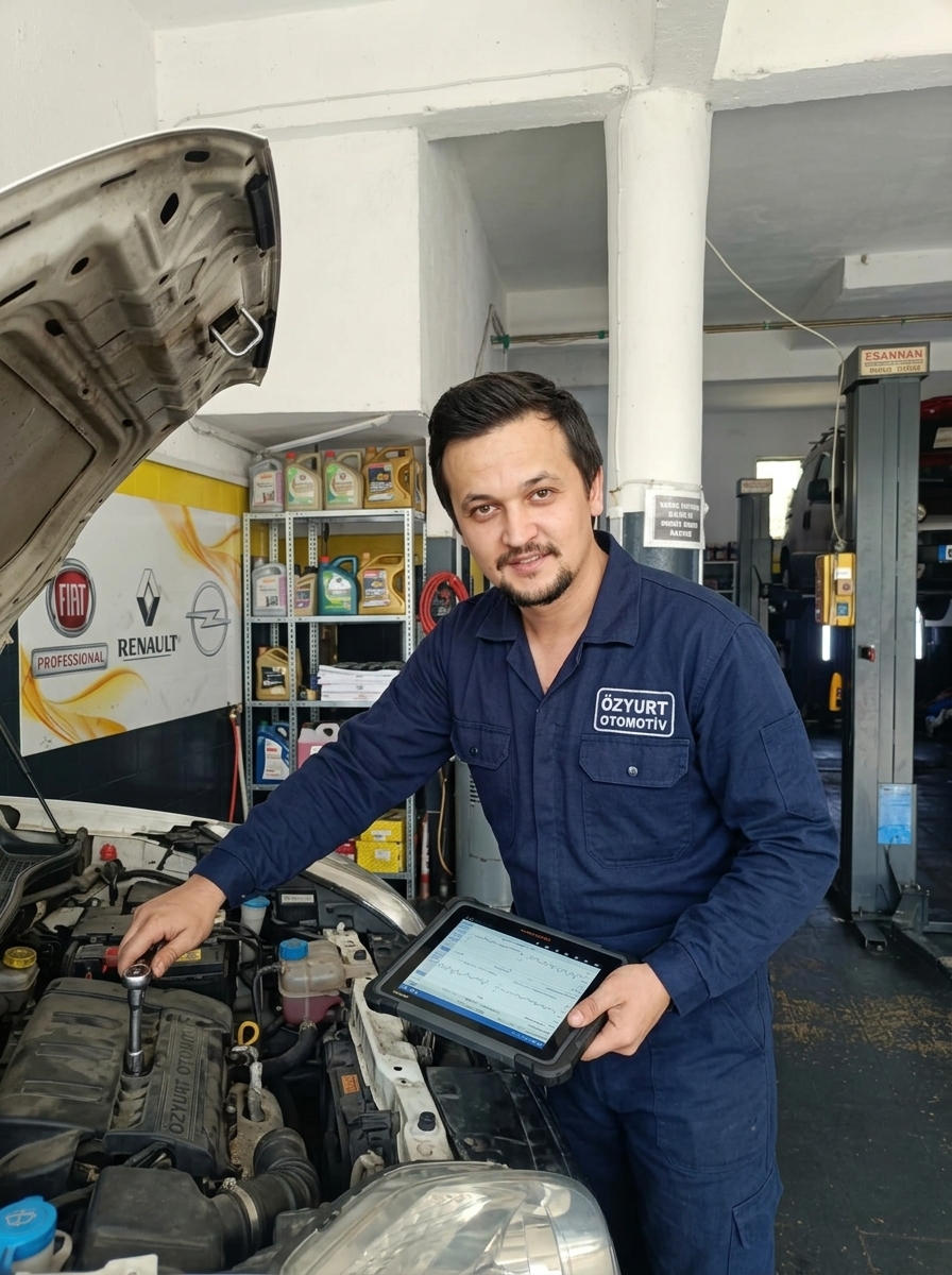 Özyurt Otomotiv Ustamız Serviste Bilgisayarlı Cihazla Canlı Teşhis ve Şeffaf Servis Sürecinde